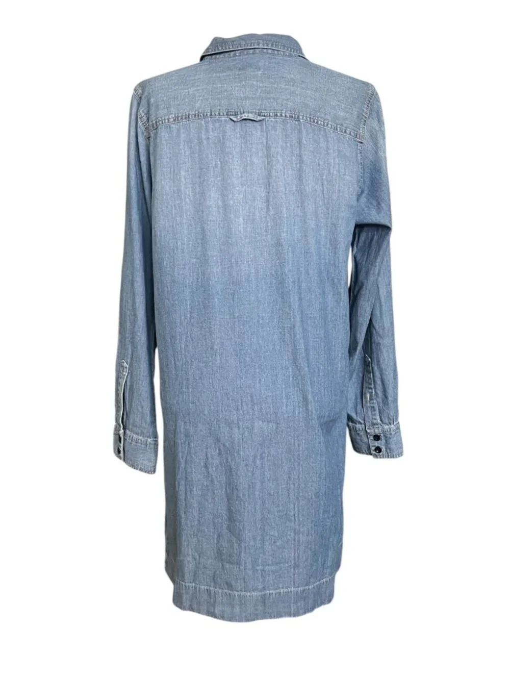J.Crew Denim Chambray Shirt Dress Size 12 Long Sleeve Pocket Tunic
